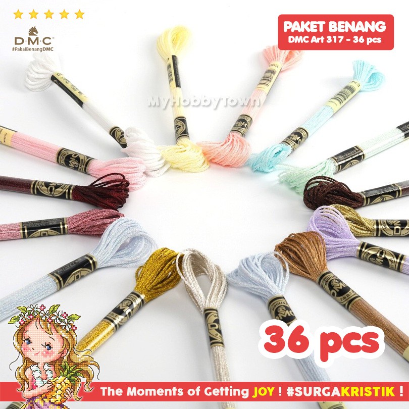 Paket 36 Pcs Benang Sulam Kristik Strimin DMC Art 317 - Light Effects Metallic