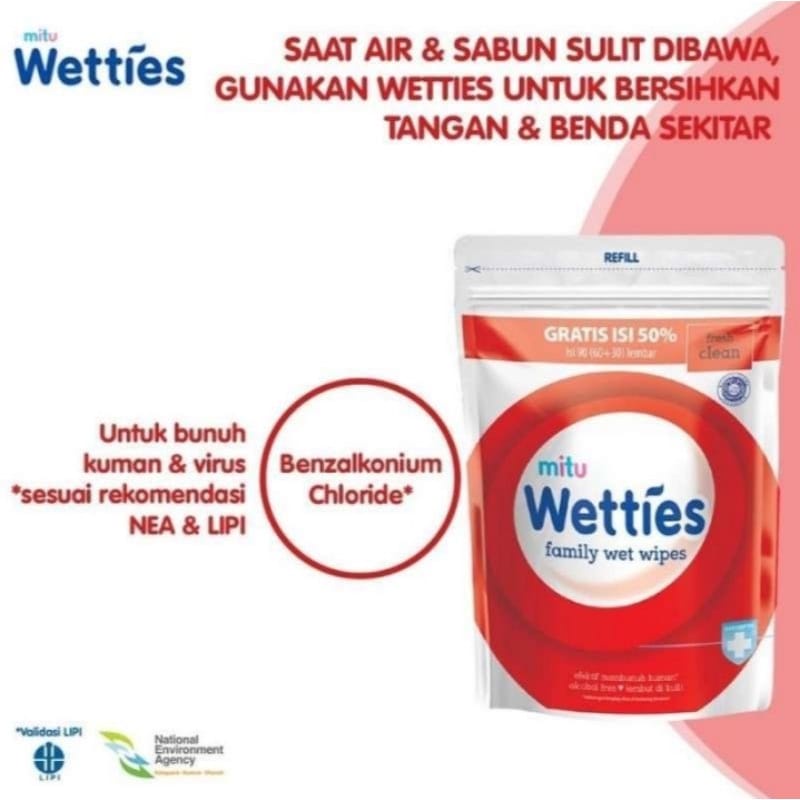 MITU WETTIES REFILL 90 SHEET ANTISEPTIC &amp; LEMON TISU BASAH BAYI