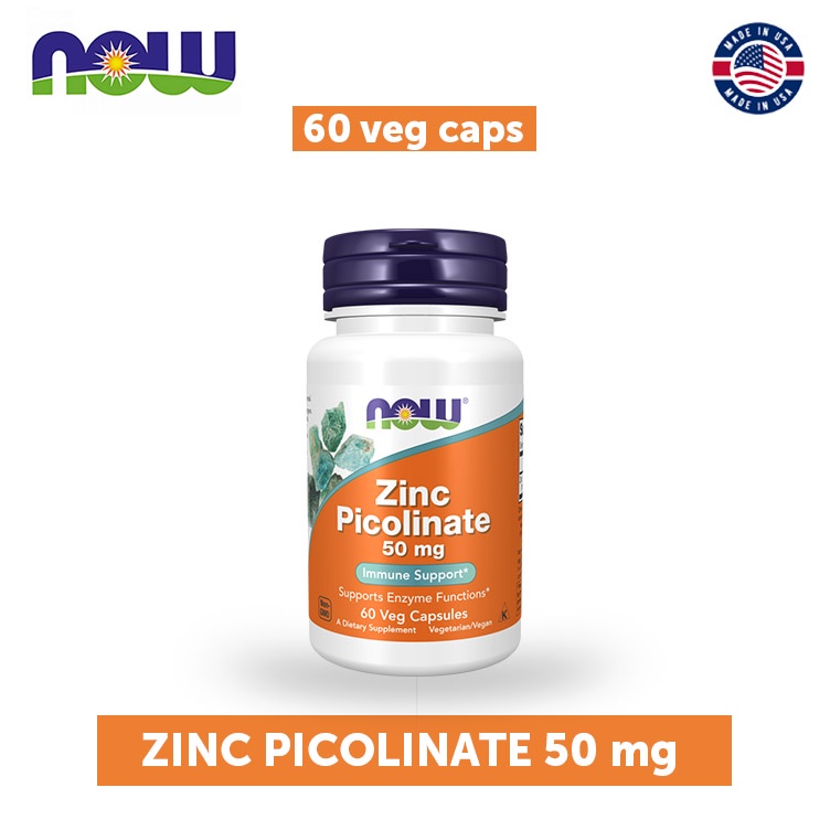 NOW FOODS Zinc Picolinate 50 mg 60 Veg Capsules - Mineral MADE IN USA