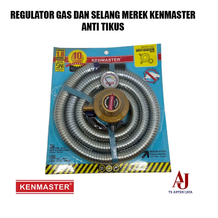 Regulator Gas dan Selang Kompor Gas 1.8 Meter Merek Kenmaster Paket