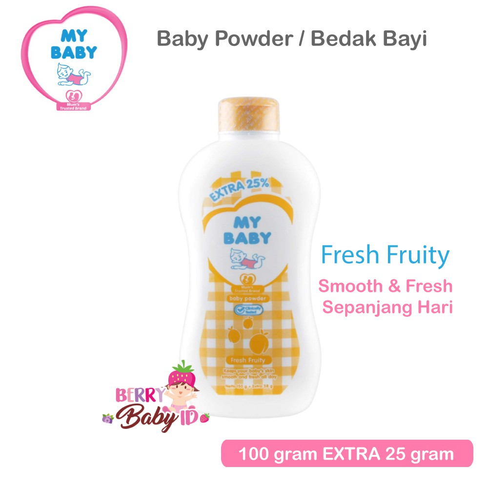 My Baby Powder Bedak Bayi Fresh Fruity 100 g EXTRA 25 g / Smooth &amp; Fresh Sepanjang Hari Berry Mart