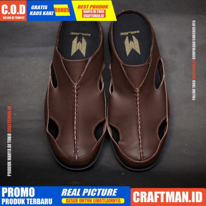 CRAFFTS X HIRO Sandal Kulit pria Bustong Sendal Casual Pria Original