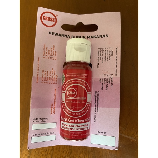 

Cross food coloring powder 15gr cherry red pewarna makanan bubuk merah