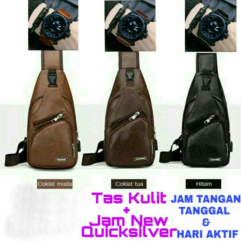 TAS KULIT IMPORT + JAM TANGAN KASUAL UNTUK PRIA KEREN DAN ELEGAN