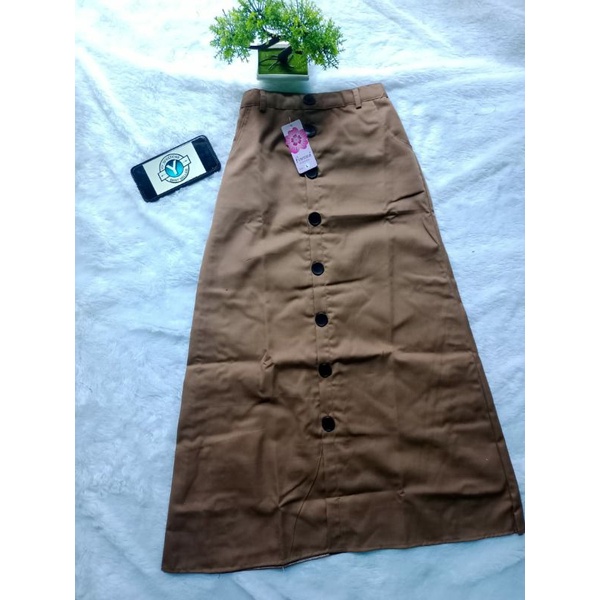 Rok casul button skrit/rok panjang /mode kancing terbaru dan kekinian