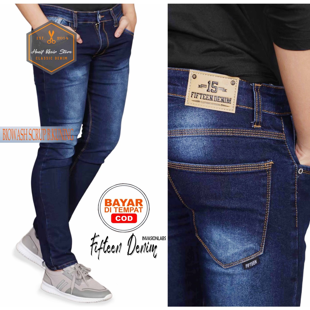 FIFTEEN DENIM celana JEANS panjang  cowo/cowok/pria murah dan grosir SKINY SEMI SLIM TERLARIS