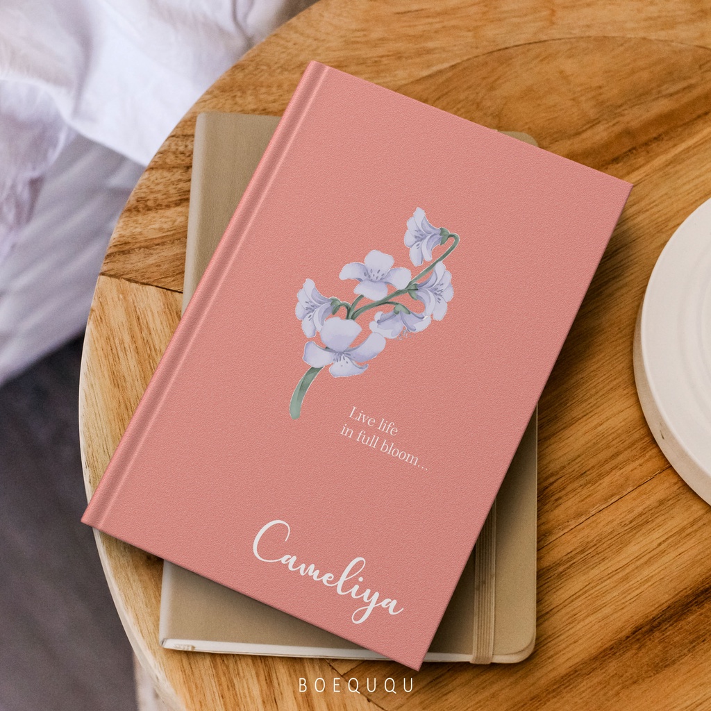 

BOEQUQU - [Texture Flower] Notebook Custom Nama Warna/ Notebook Hardcover A5 A6 Isi Custom 70 Lembar