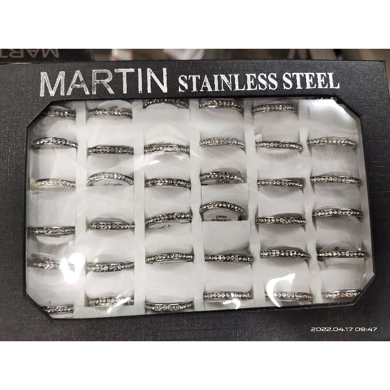 Grosir Cincin Stainless mata full silver isi 36 pcs tidak karat