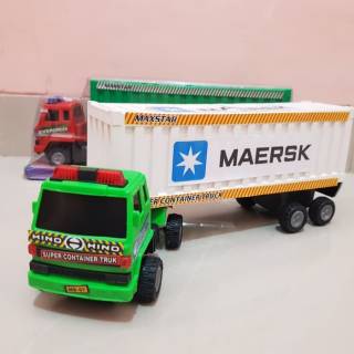  Mainan  mobil truck kontainer peti  kemas  trailer dorong 