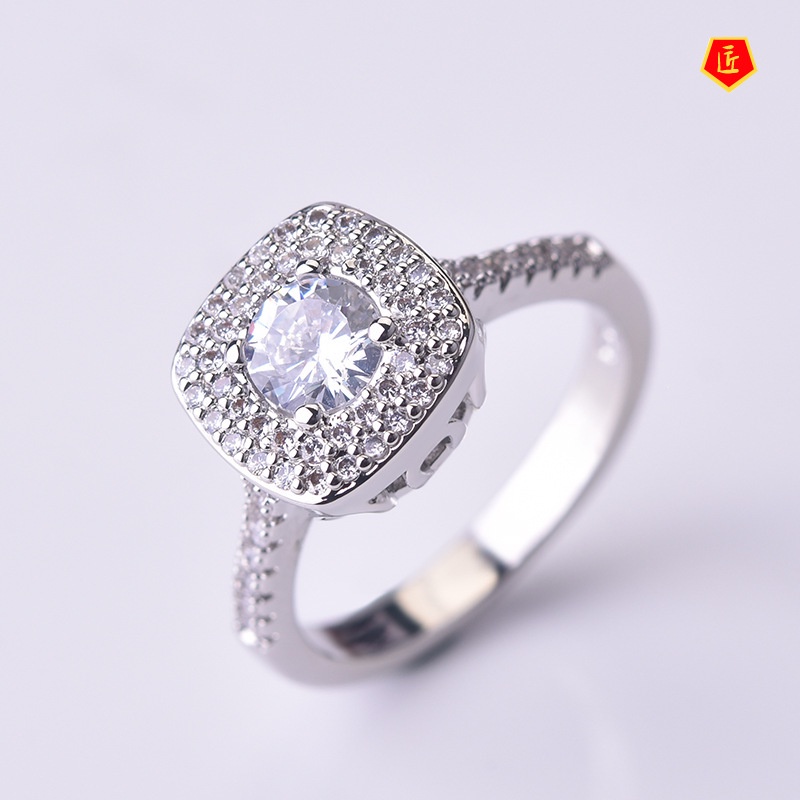 [Ready Stock]Fashion Simple Inlaid Moissanite Ring