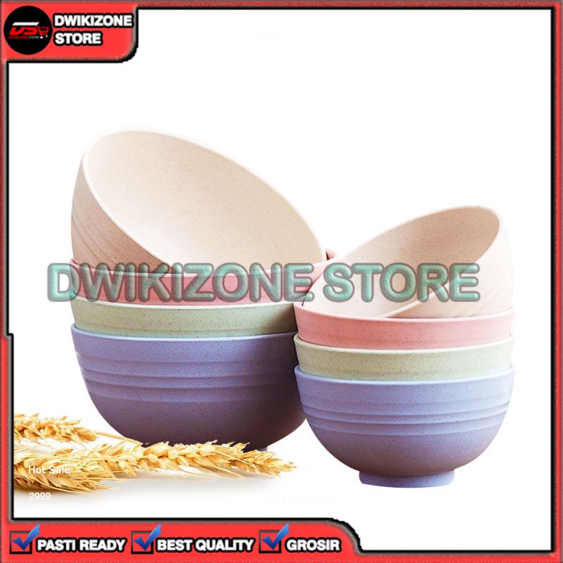 [DZS] 4 PCS MANGKOK JERAMI PASTIK SET PINK UNGU BIRU SUP BAKSO WHEAT STRAW BOWL