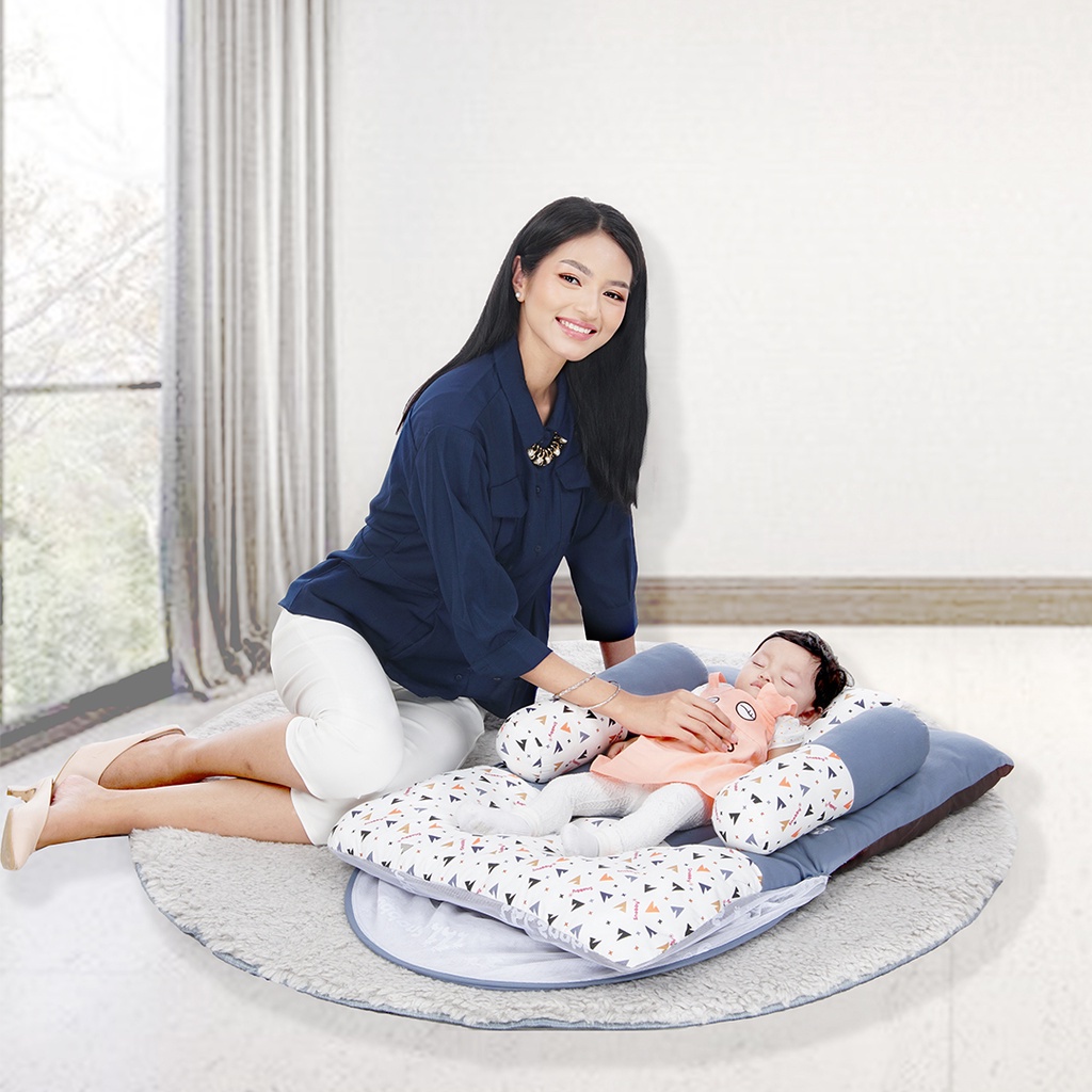 Snobby Kasur Tempat Tidur Bayi Dakron Set Bantal Guling + Kelambu Print Artsy Line Summit Series