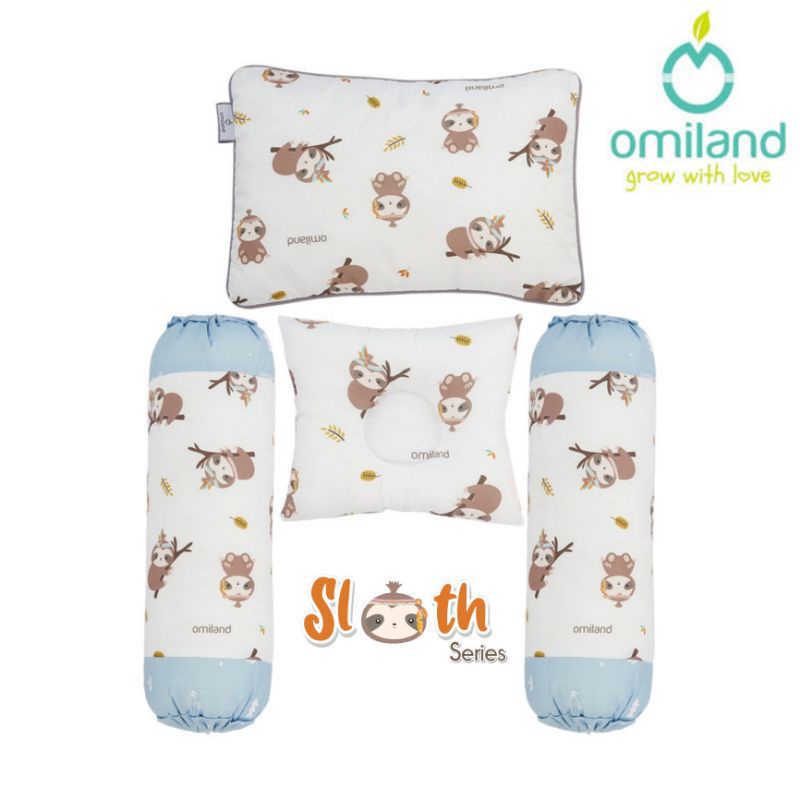 OMILAND Bantal Guling Set + Bantal Peang HALUS TIDAK BERBULU Series Rainbow Alpaca Sloth