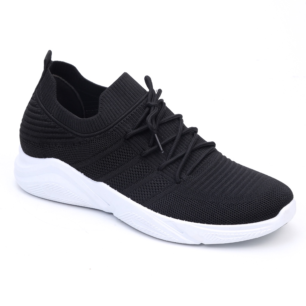 Sepatu Pria Canvas Sneakers Hitam Putih Tali  Slip On Import Sports Shoes Olahraga New Model - SK811