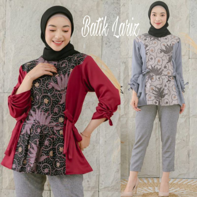 tey-17 Batik wanita ASJ SA HRB026 Kenongo Kemeja Tosca Pendek