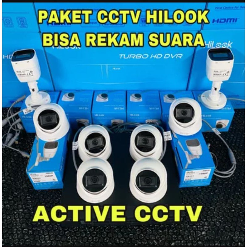 paket camera cctv 8 kamera hilook 2mp audio built in mic 8channel 8ch bisa rekam suara by hikvision