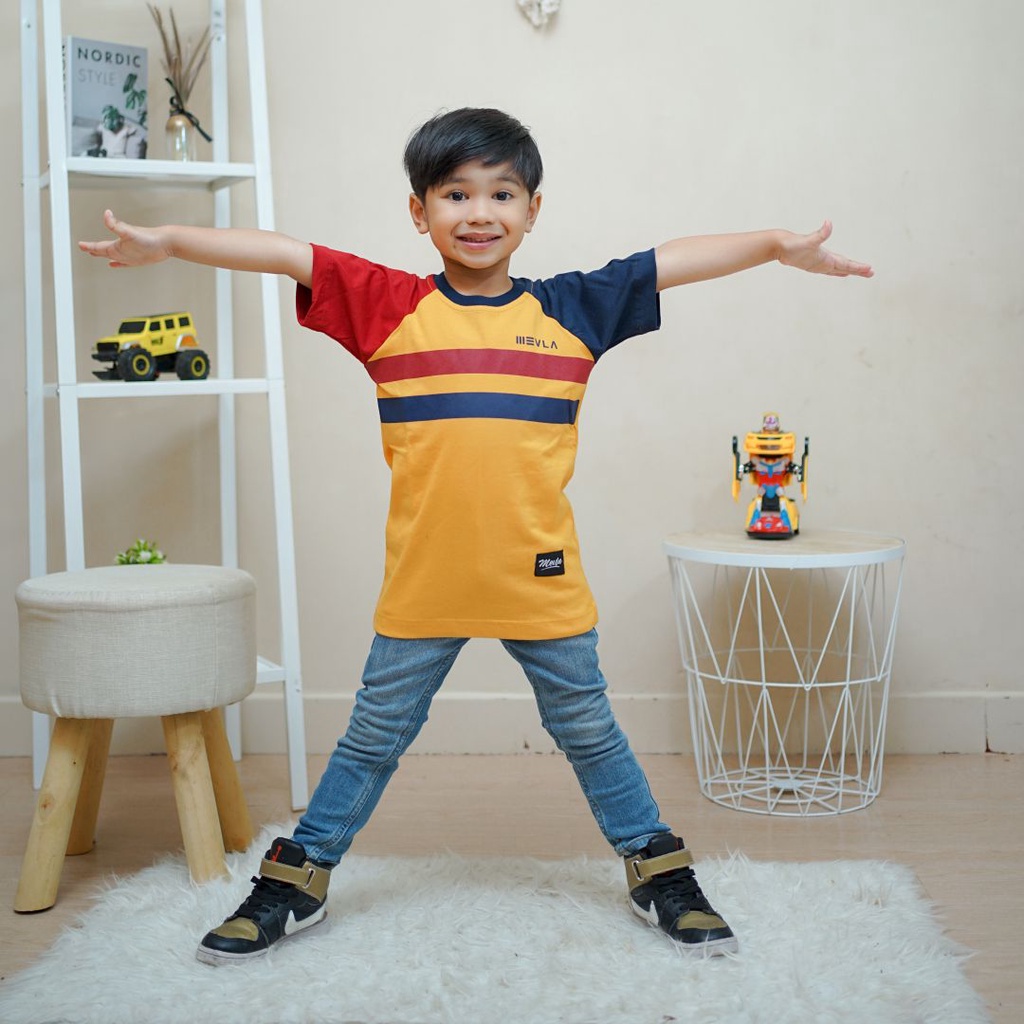 Kaos Anak Laki - laki Premium Original Branded | Mevla Kids - Karachi Raglan