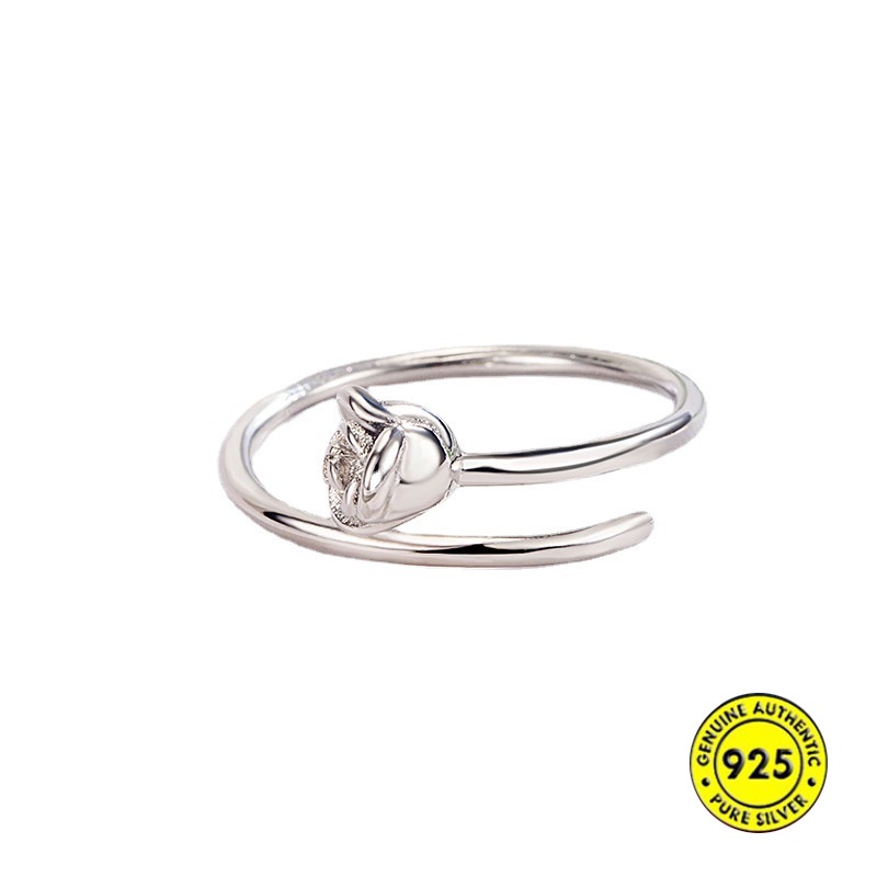 Cincin S925 Silver Tiga Dimensi Bentuk Bunga Mawar Untuk Wanita