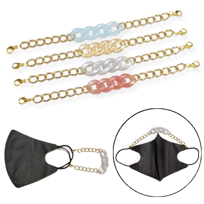 Konektor Masker Hijab Mask Connector Strap Extender Jesslyn Acrilic Transparant Chain Rantai Akrilik