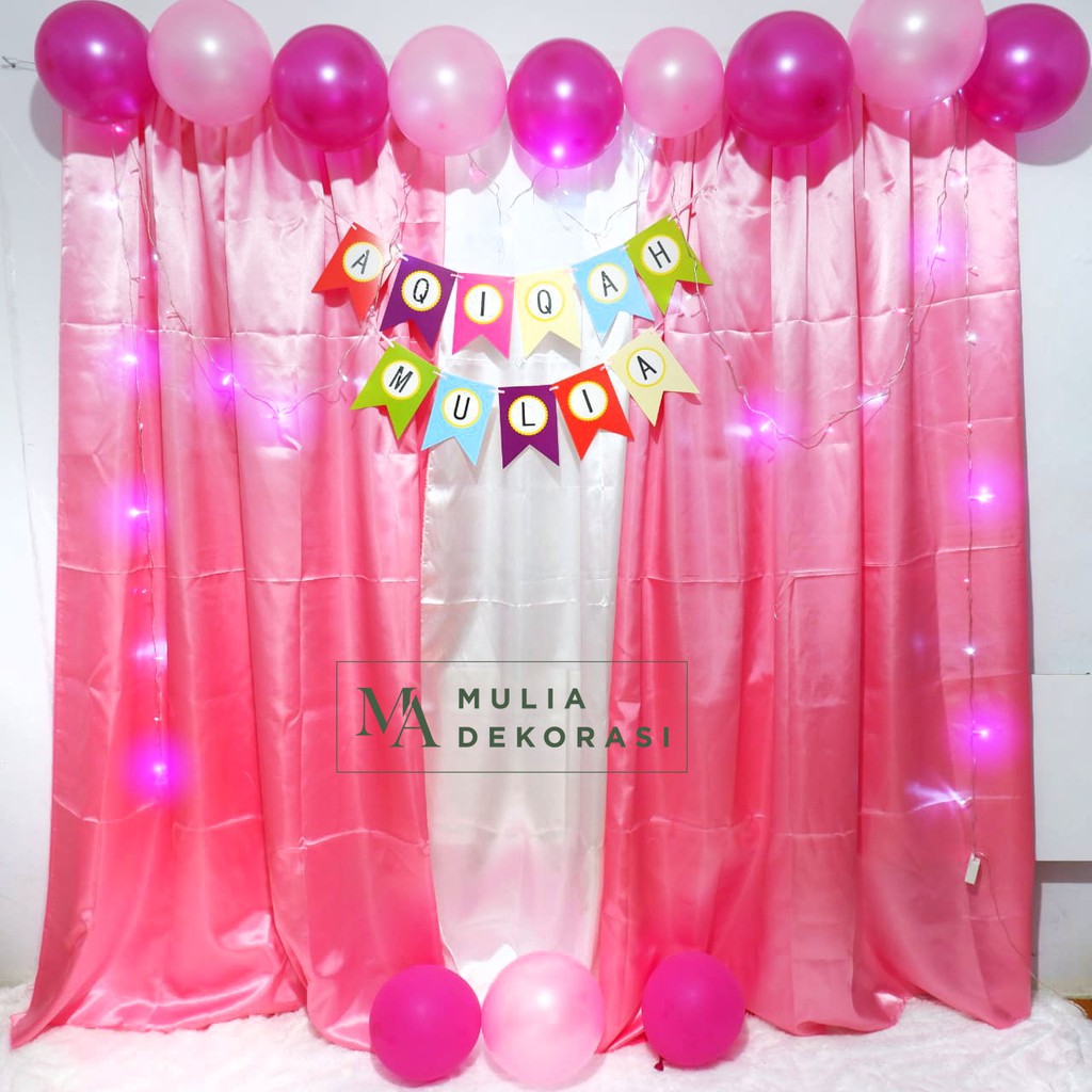 Dekorasi Aqiqah Khitan Backdrop Lamaran Nikahan Premium PhotoBooth DIY Akad Nikah Paket Satin Pink