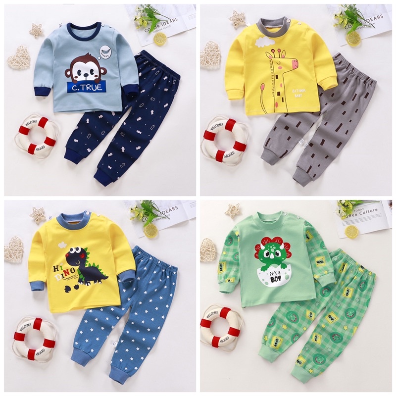 Piyama Lengan Panjang Anak Umur 1-12 tahun / Piyama Anak Laki Laki / Piyama Anak Perempuan Import / 