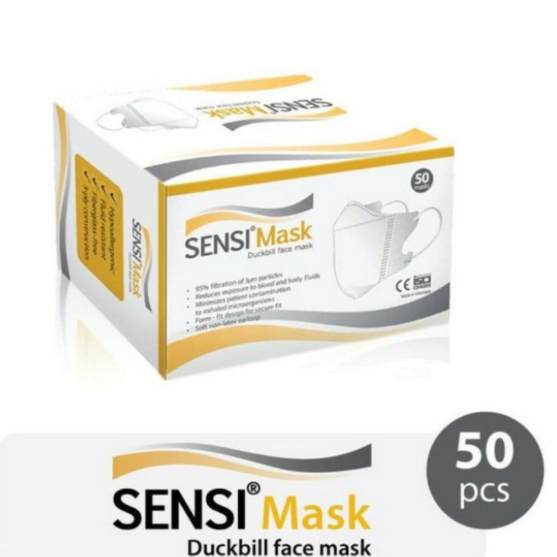 Masker Sensi Duckbill Mask Earloop isi 50 pcs 3 ply asli original 3ply