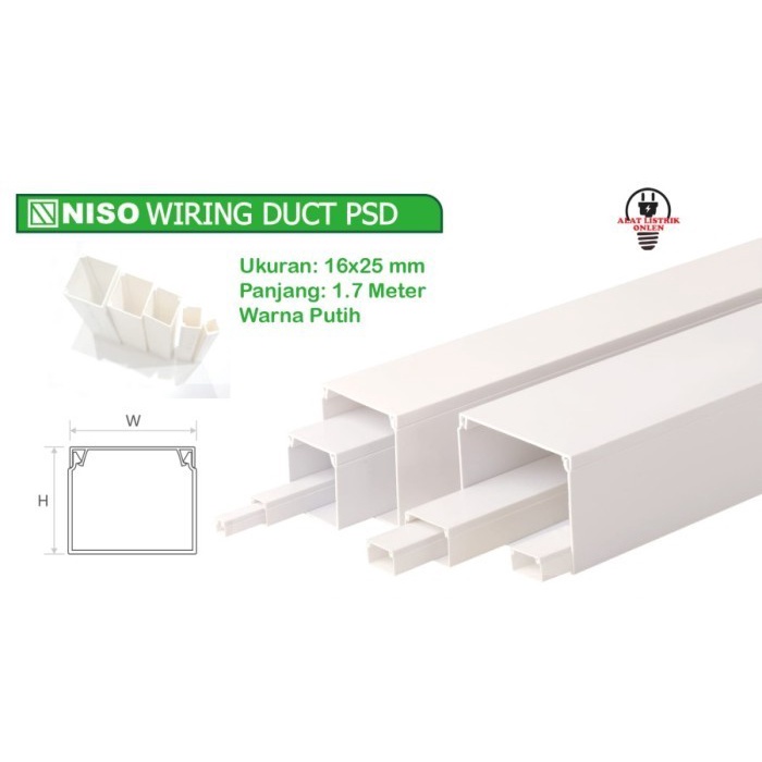 NISO KABEL DUCT 16 X 25 1.7 Meter /TRUNKING 16X25 DAK WIRING PROTEKTOR murah