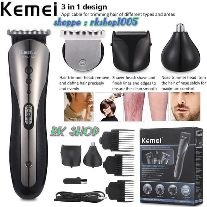 ALAT CUKUR KEMEI 1407 ORIGINAL HAIR clipper 3 in 1 RAMBUT KUMIS DLL