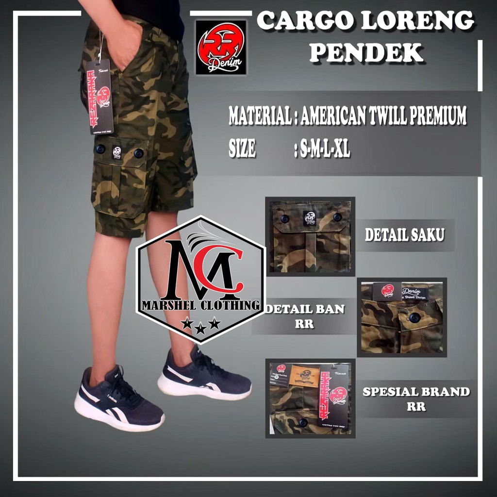 RCL - Celana Pendek Pria Distro Cargo Pendek Loreng Original S.M.L.XL 27 s/d 34