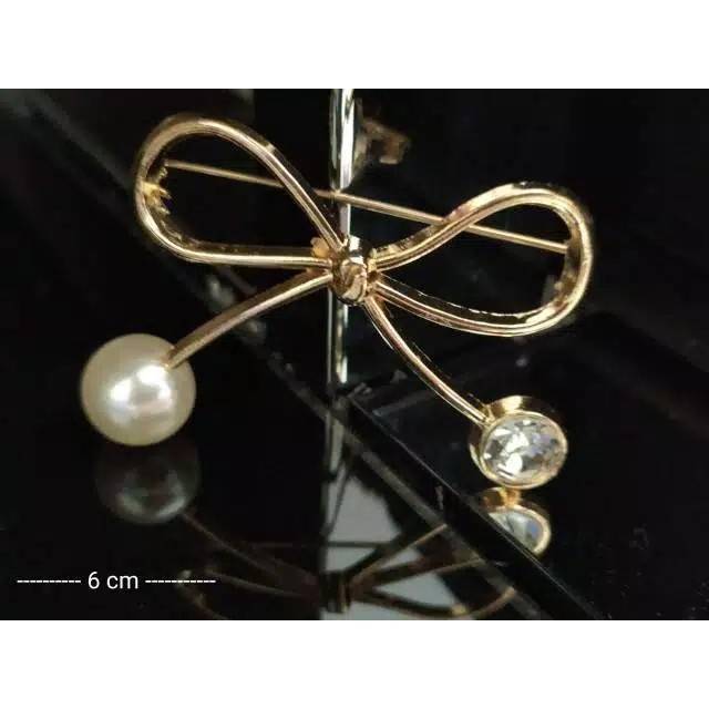 Bros geometri aksen mutiara korea elegan untuk wanita/bross pita/bros bulan/athar shop COD