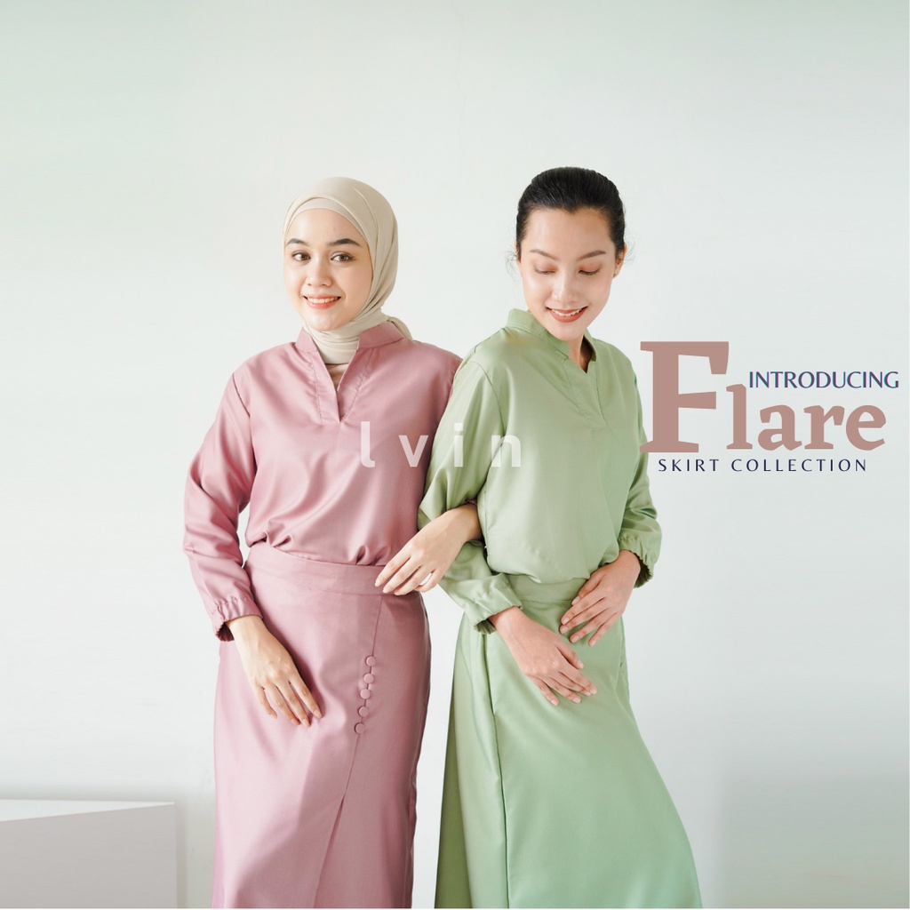 [ Lvin ] FLARE SKIRT  SCRUBS - Vol 01 -  Baju OKA Rok Mandarin Collar Lengan Panjang / Baju Jaga /Set Baju Celana Jaga Oka / Dokter / Baju OK