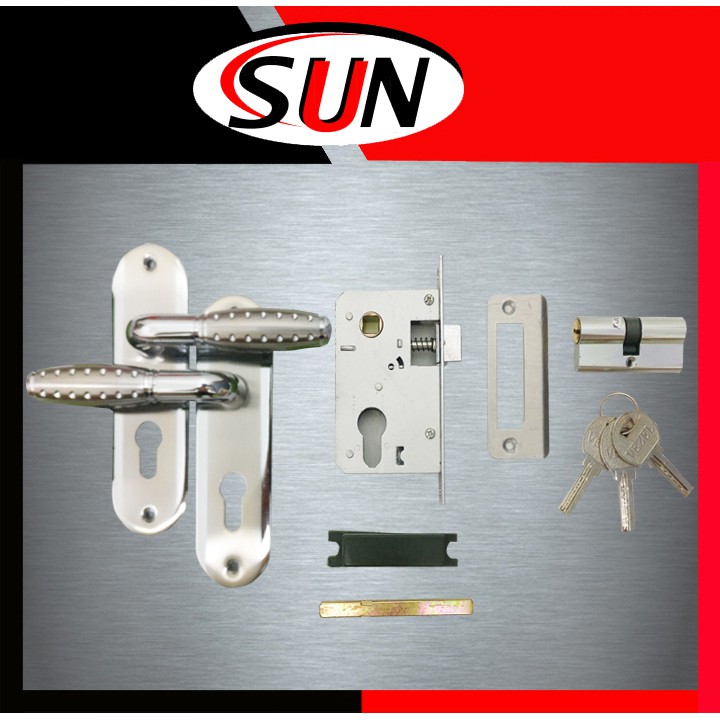 Handle Set Kunci Pintu Rumah Putih Stainless Ukuran Kecil