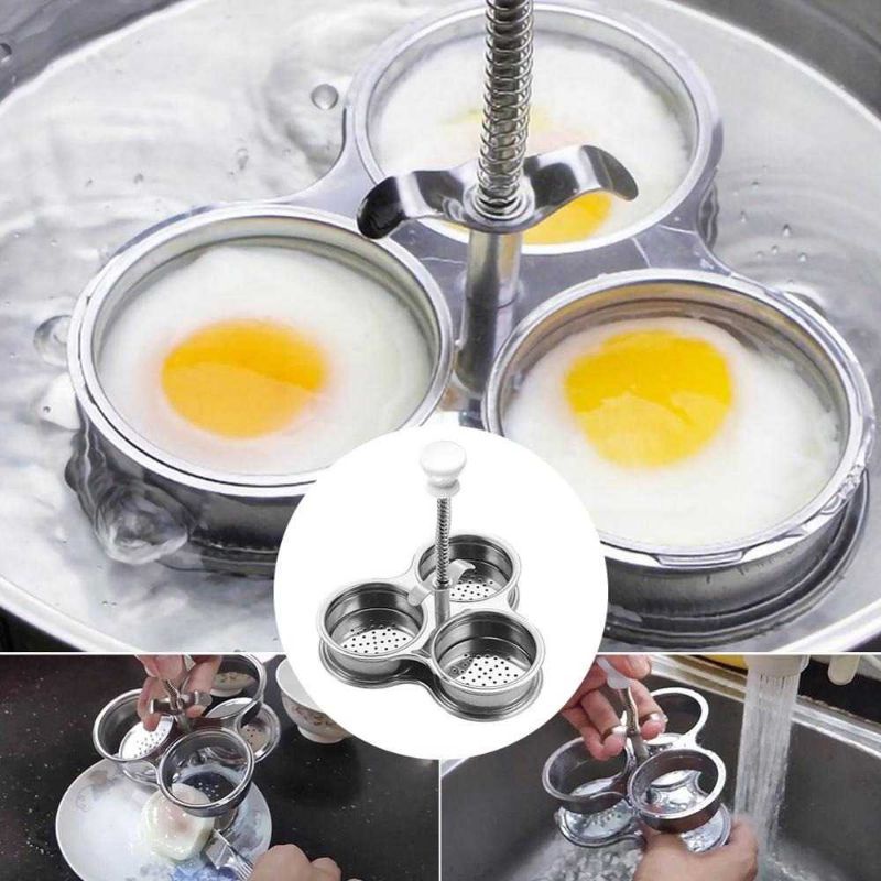 Cetakan Telur Rebus Alat Merebus Telur Mata Sapi Ceplok Stainless Egg Poacher Perforated Hole