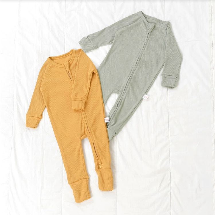 Labu Kids - Rib Sleepsuit Zipper | Baju Tidur Bayi Piyama Anak Bayi Rib Sleepsuit Jumpsuit Piyama  Long Sleeve Lengan Panjang