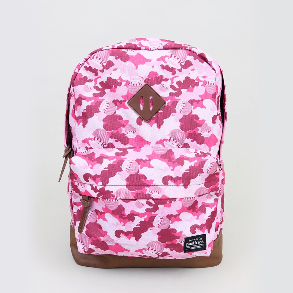 Accessories Unisex Tas Paul Frank Camo 2 Backpack Print Purple Dark Leather