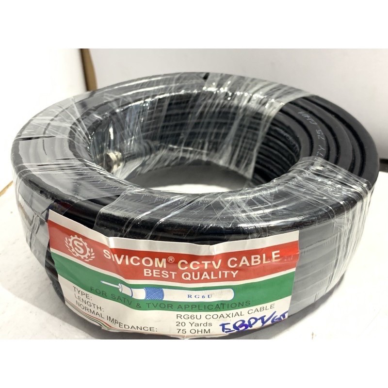 KABEL ANTENA PARABOLA TV CCTV 20meter 20M + 2 konektor TEMBAGA ASLI  F to F RG 6 U sivicom