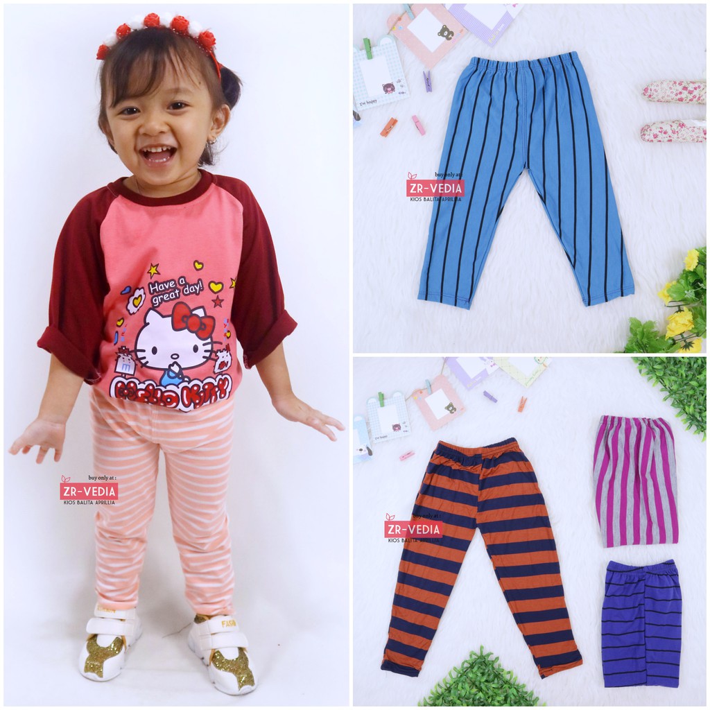Legging Motif Salur uk 1-2 Tahun / Celana Salur Panjang Anak Perempuan Legging Pants Ketat Murah