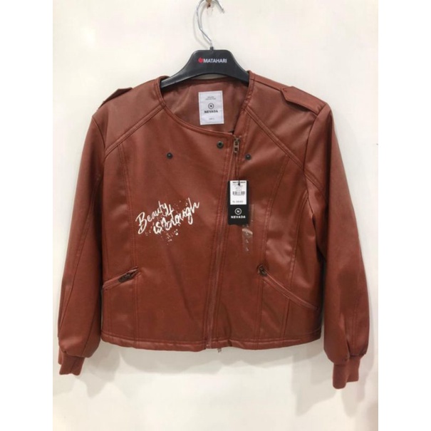 NEVADA M Original jaket wanita kulit coklat biker brand matahari branded Nevada size M jaket kulit w
