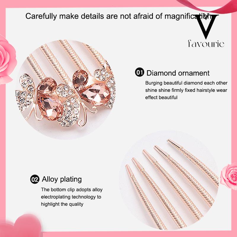 [COD]Kupu-kupu Berlian Imitasi Jepit Rambut Wanita Perhiasan Dewasa Sisir Rambut Mengkilap Elegan-FA