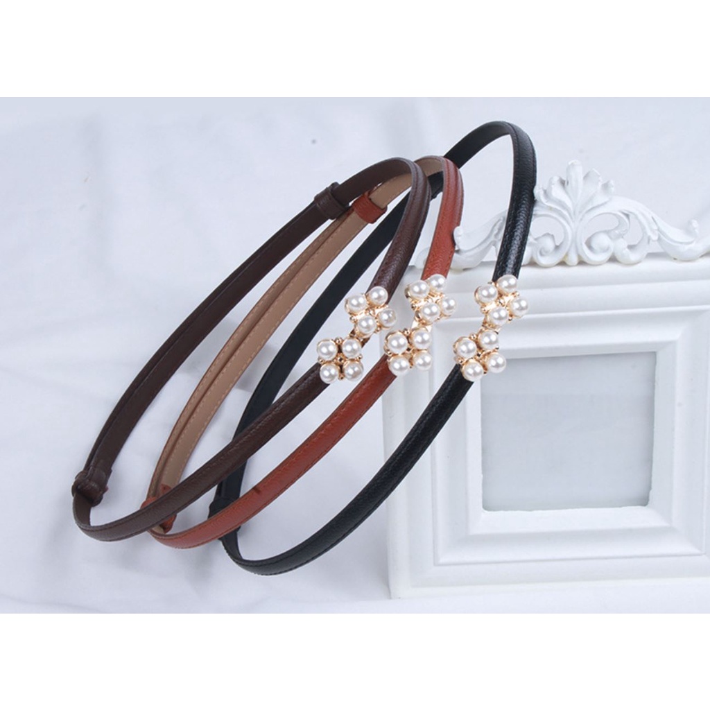 Ikat Ban Pinggang Adjustable HOT TREND A161 Flower Pearl Korea Fashion Kulit Gasper Kecil Sabuk Cewe Belt Wanita