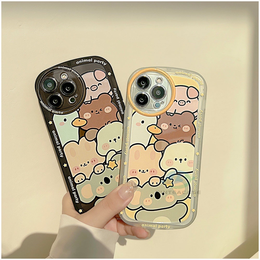 Soft Case TPU Motif Kartun Hewan Untuk IPhone 11 12 13 Pro MAX X XR XS MAX 6 6S 7 8 Plus SE 2020