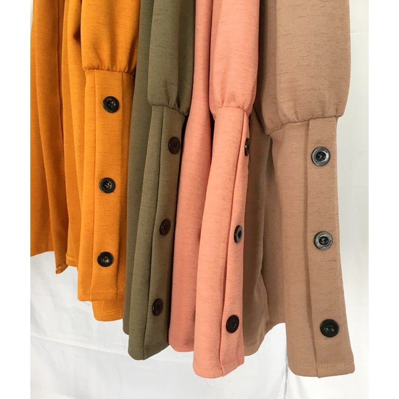 Atasan Cardi Cardigan Standart Lengan Balon Bahan Rib Lengan Puff Korea Kancing OOTD Kenkinian