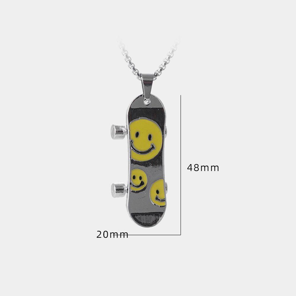 NEEDWAY Needway Skateboard Kalung Street Hip Hop Scooter Pendant Sweater Rantai Baja Titanium Smlie Necklace