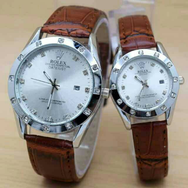 JAM TANGAN COUPLE ROLEX KULIT MURAH BANGET