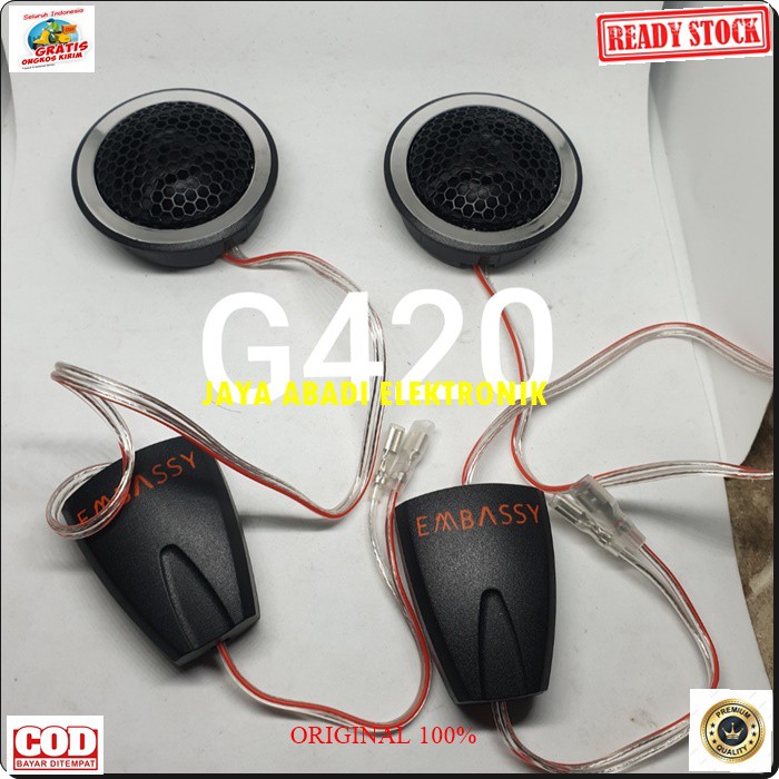 G420 Embassy tweeter besi magnet super DOME twiter speaker spk mini mobil car NEODYMIUM audio sound system musik suround CROSSOVER music suara best G420  Harga adalah sepasang atau 2pcs speaker  Bisa buat speaker aktip ataupun pasif speaker  GAK SAKI