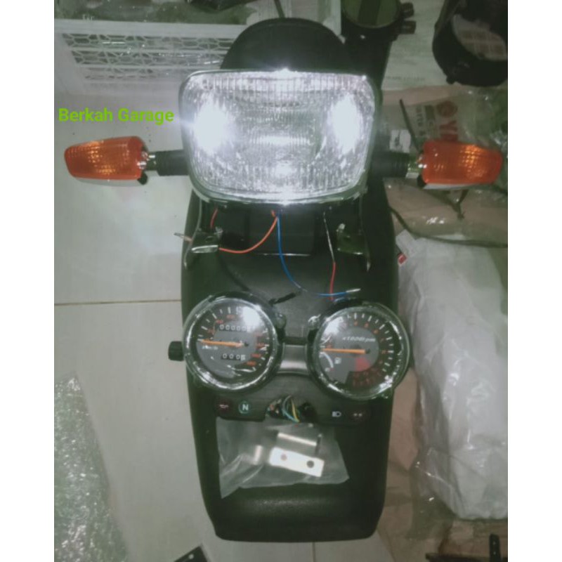 Paket Komplit Lampu Depan Batok Hitam Breket Kuping Lampu Sen 2 Pic Plus Spidometer Rx-King Full Set