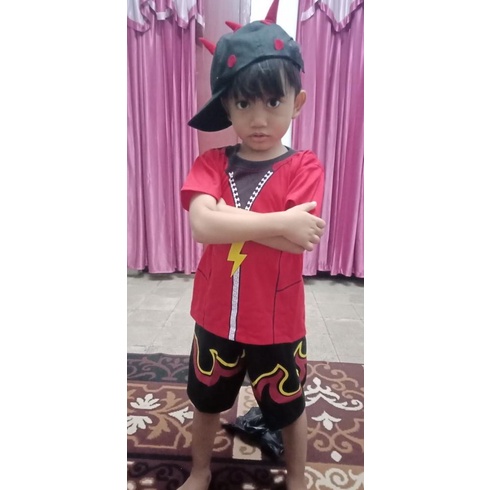 TERBARU STELAN BAJU KOSTUM BOBOIBOY ANAK GRATIS TOPI /BOBOIBOY HALILINTAR ANAK 