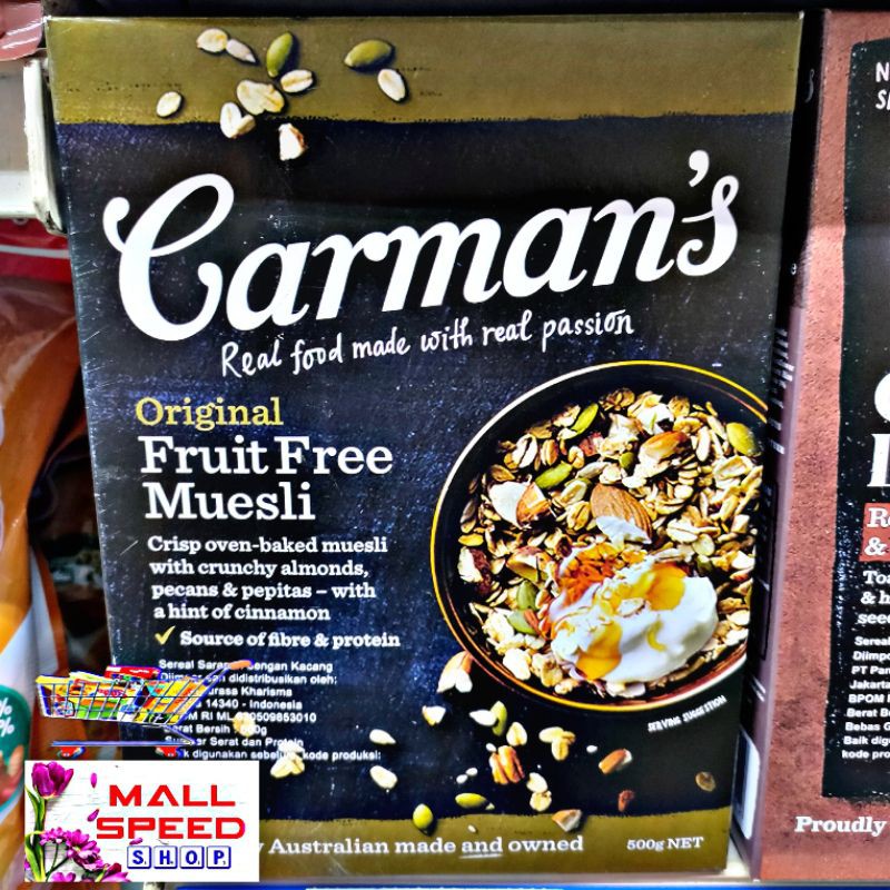 Carmans Original Fruit Free Muesli 500 gr/Sereal Sehat Bergizi