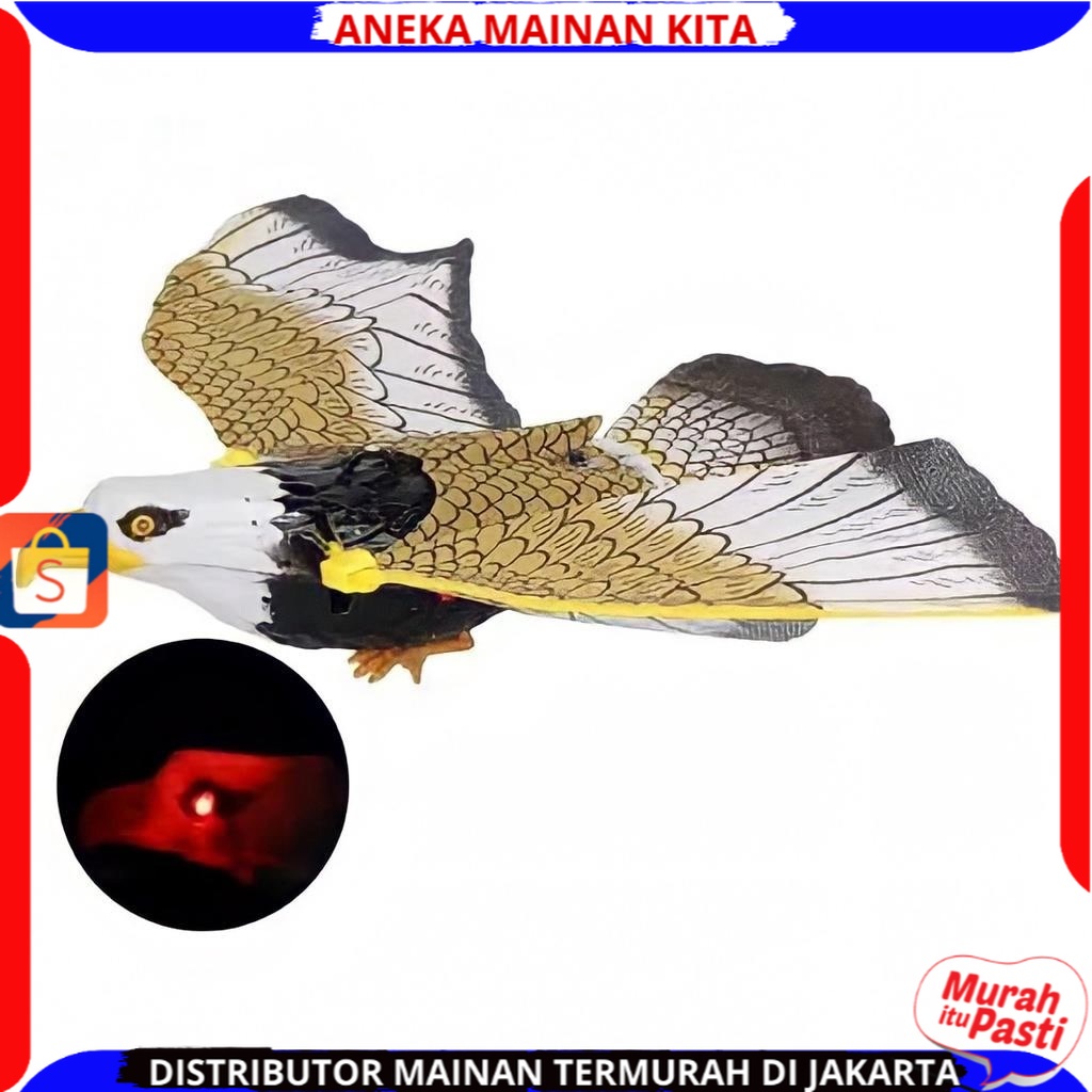 Mainan Anak Burung Elang Terbang Gantung Pakai Baterai Ada Suara Dan Mata Menyala