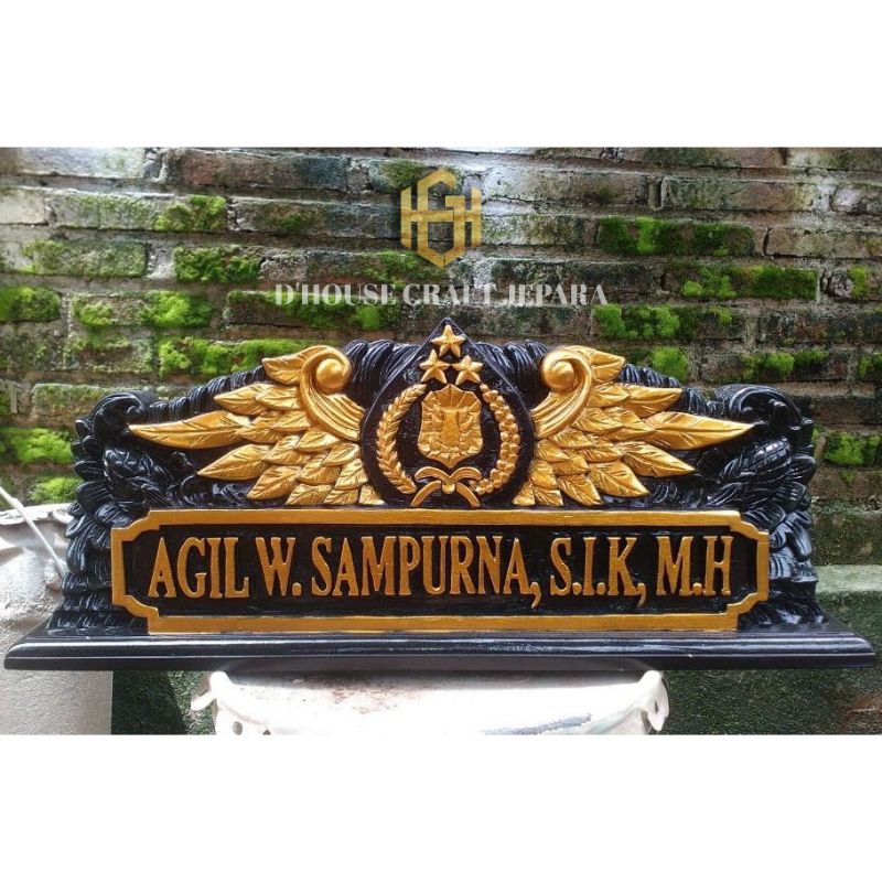 Papan Nama Meja Kantor Ukiran Jepara Kayu Jati